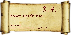 Koncz Antónia névjegykártya